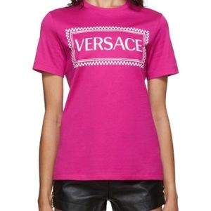 Versace 90s Logo T-shirt , Pink. IT size 40